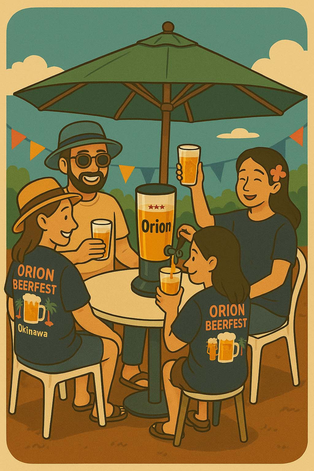 沖縄オリオンビール祭り、ハッピ オリオンビアフェスト2025限定Tシャツ（カラー：ネイビー